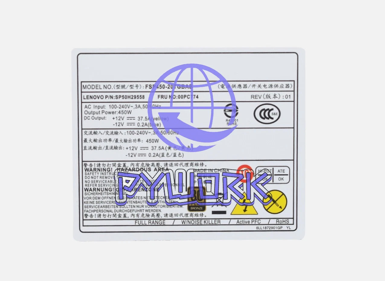 FSP450-20TGBAB 00PC774 450W for Lenovo M310 M410 M510 Power Supply 10+4pin 1zk8