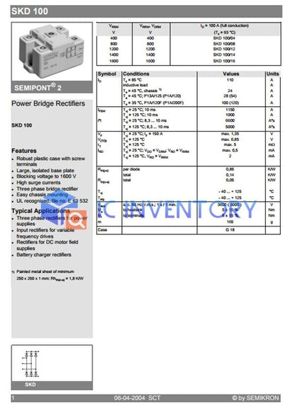 new 1PCS SEMIKRON SKD100GAL124D7 Module Best Service Quality Guarantee