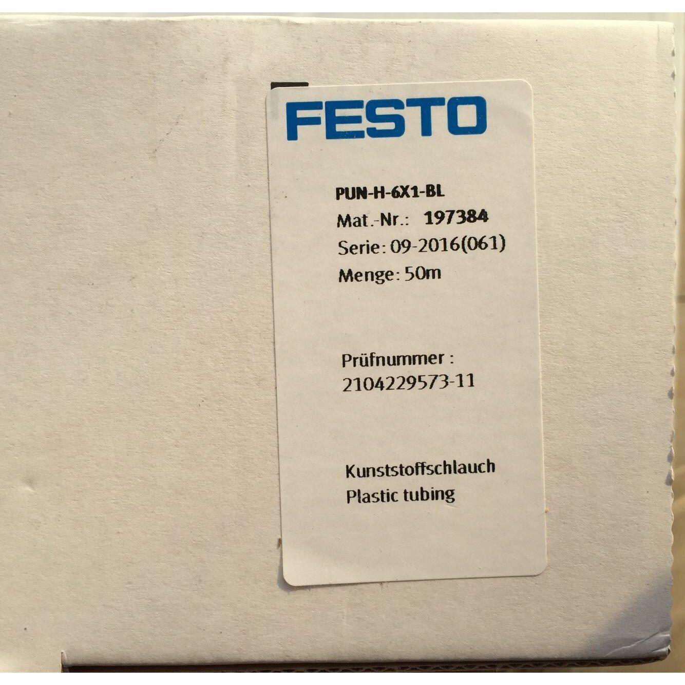 Festo PUN-H-6X1-BL 197384 Tracheal Hose Stock - FESTO