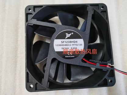 1PCS SF1238HD4 238HD4BZLS-YFTSL120 12038 DC24V 0.60A 2-wire cooling fan