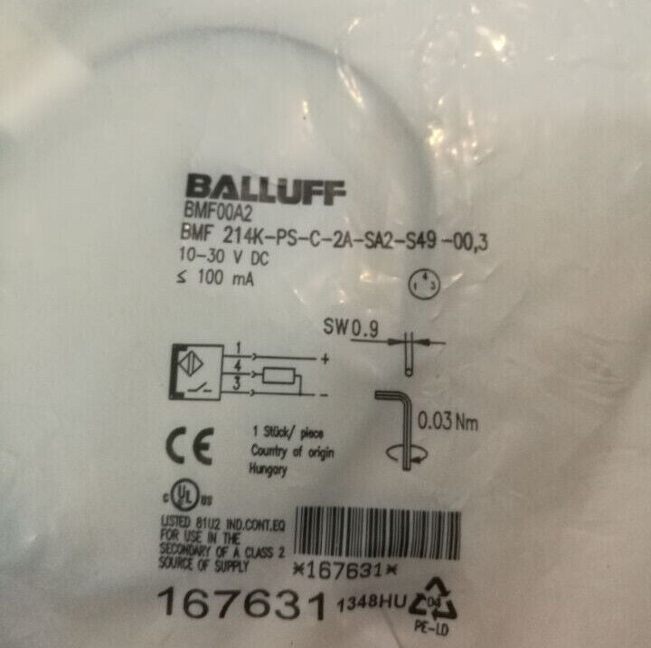 Balluff Proximity Sensor BMF 214K-PS-C-2A-SA2-S49-00, 3 Fast - BALLUFF