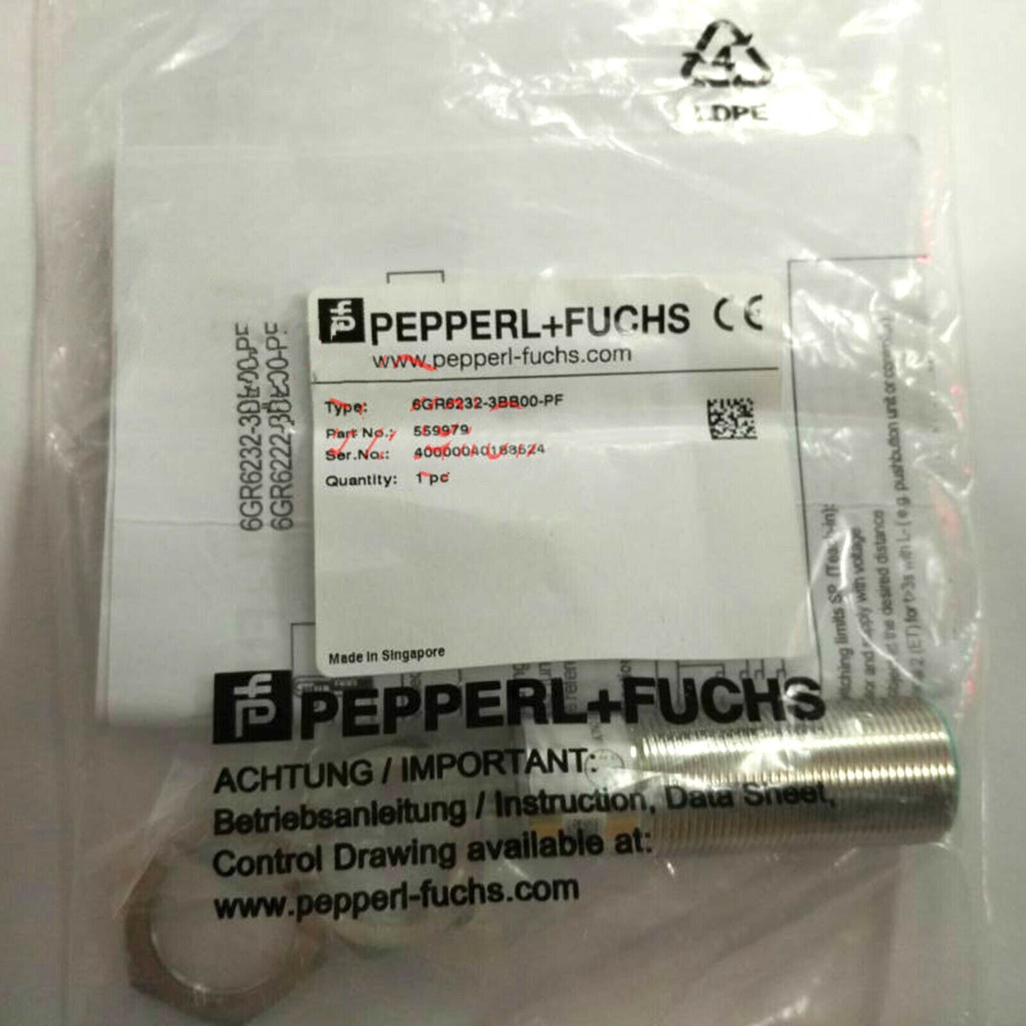 Pepperl+Fuchs Ultrasound Sensor 6GR6232-3BB00-PF - PEPPERL+FUCHS