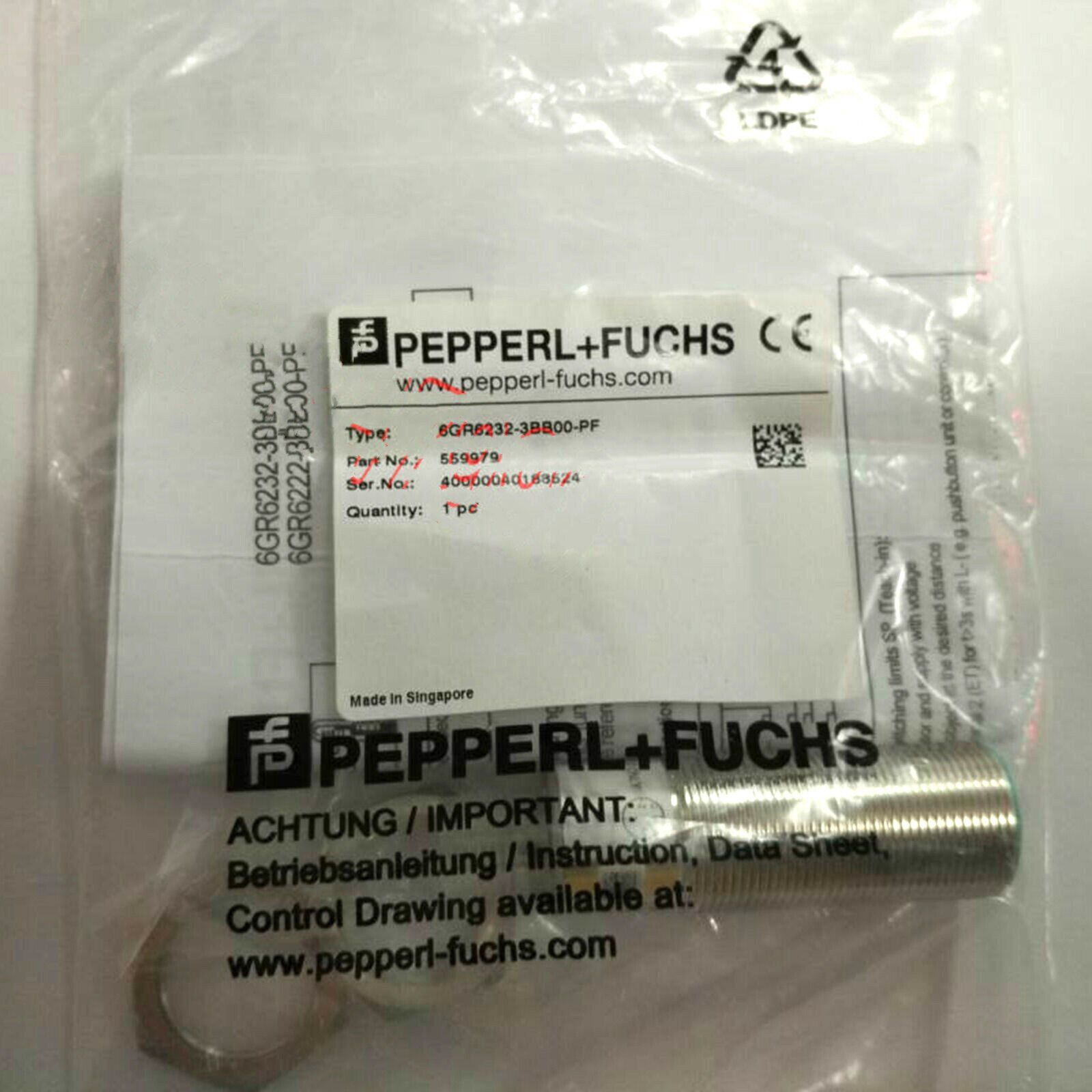 Pepperl+Fuchs Ultrasound Sensor 6GR6232-3BB00-PF - PEPPERL+FUCHS