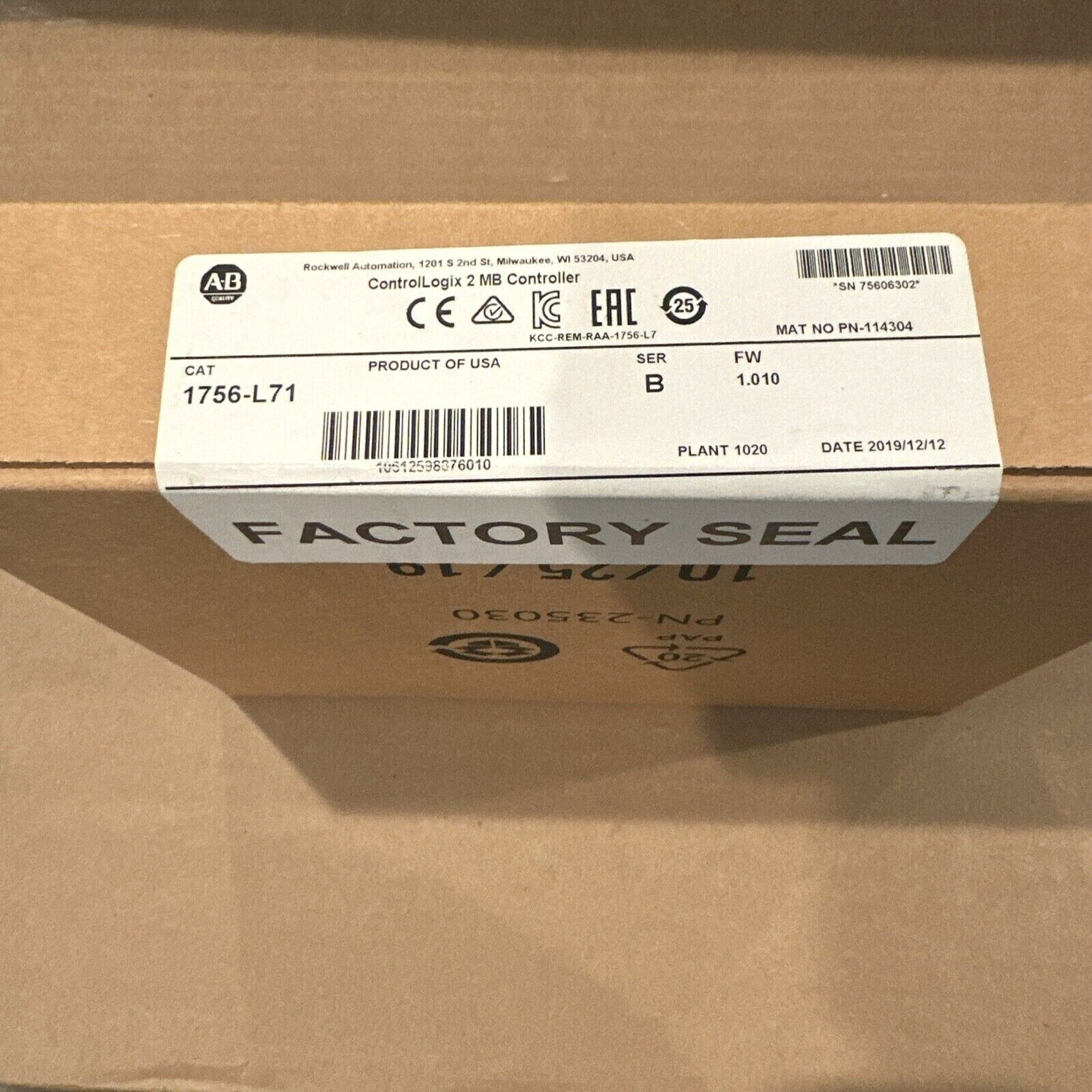 Allen Bradley ControlLogix Controller AB 1756L71 Factory Sealed - ALLEN BRADLEY