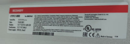 Beckhoff LED Touchpad CP39120000 - 1PC New - BECKHOFF
