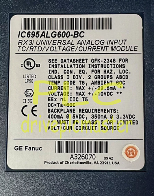 GE FANUC IC695ALG600-BC RX3i PLC Universal Analog Input Module (TC/RTD/V/I)