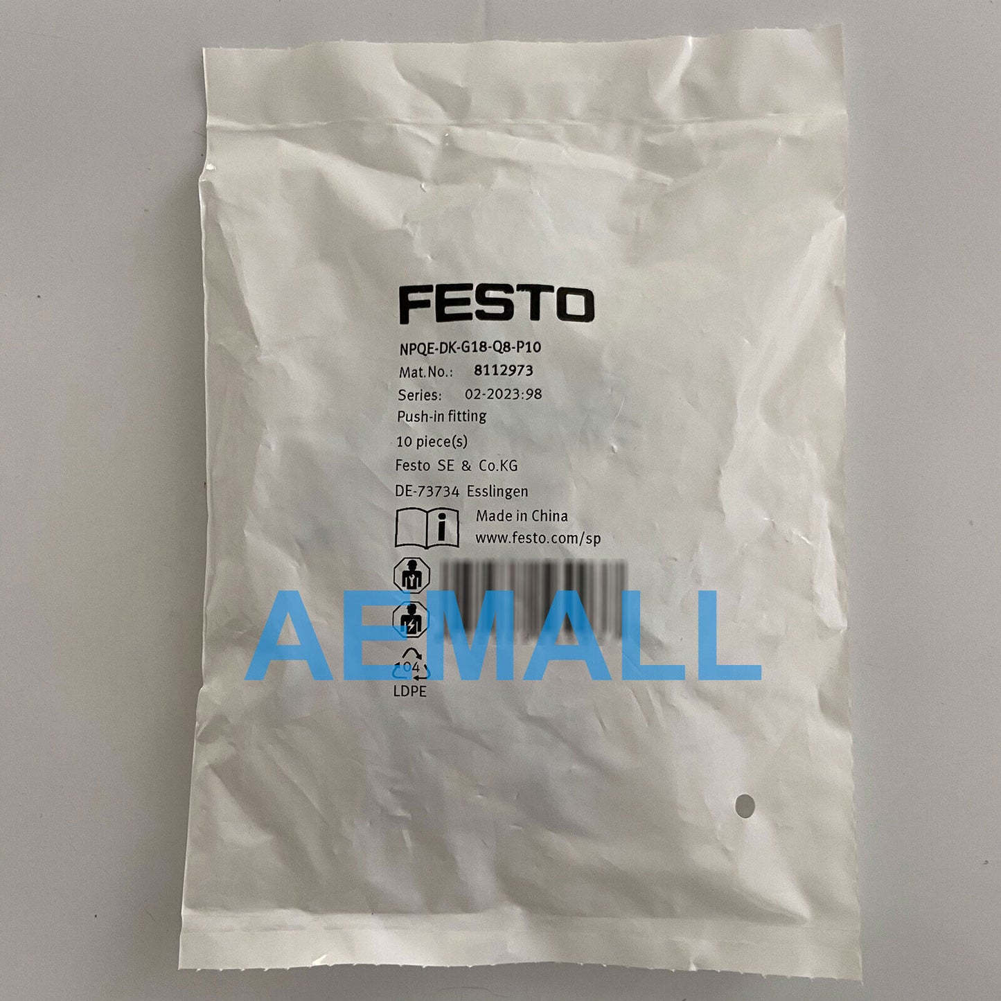 1pack(10pcs) Festo NPQE-DK-G18-Q8-P10 8112973 Push-in Fitting