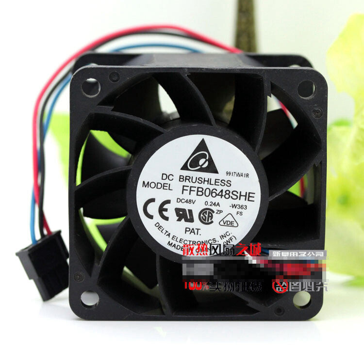 1pcs DELTA FFB0648SHE 6038 6cm 48V 0.24 3-wire double ball cooling fan