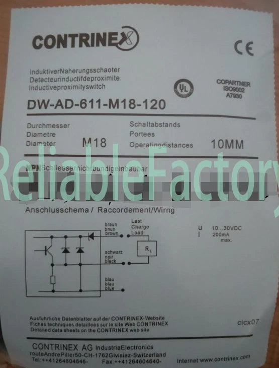 1PC Contrinex DW-AD-611-M18-120 Proximity switch free shipping