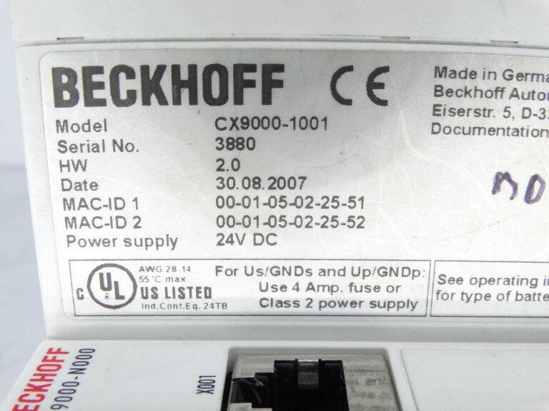 BECKHOFF CX9000-1001 PLC PROCESSOR BECKHOFF