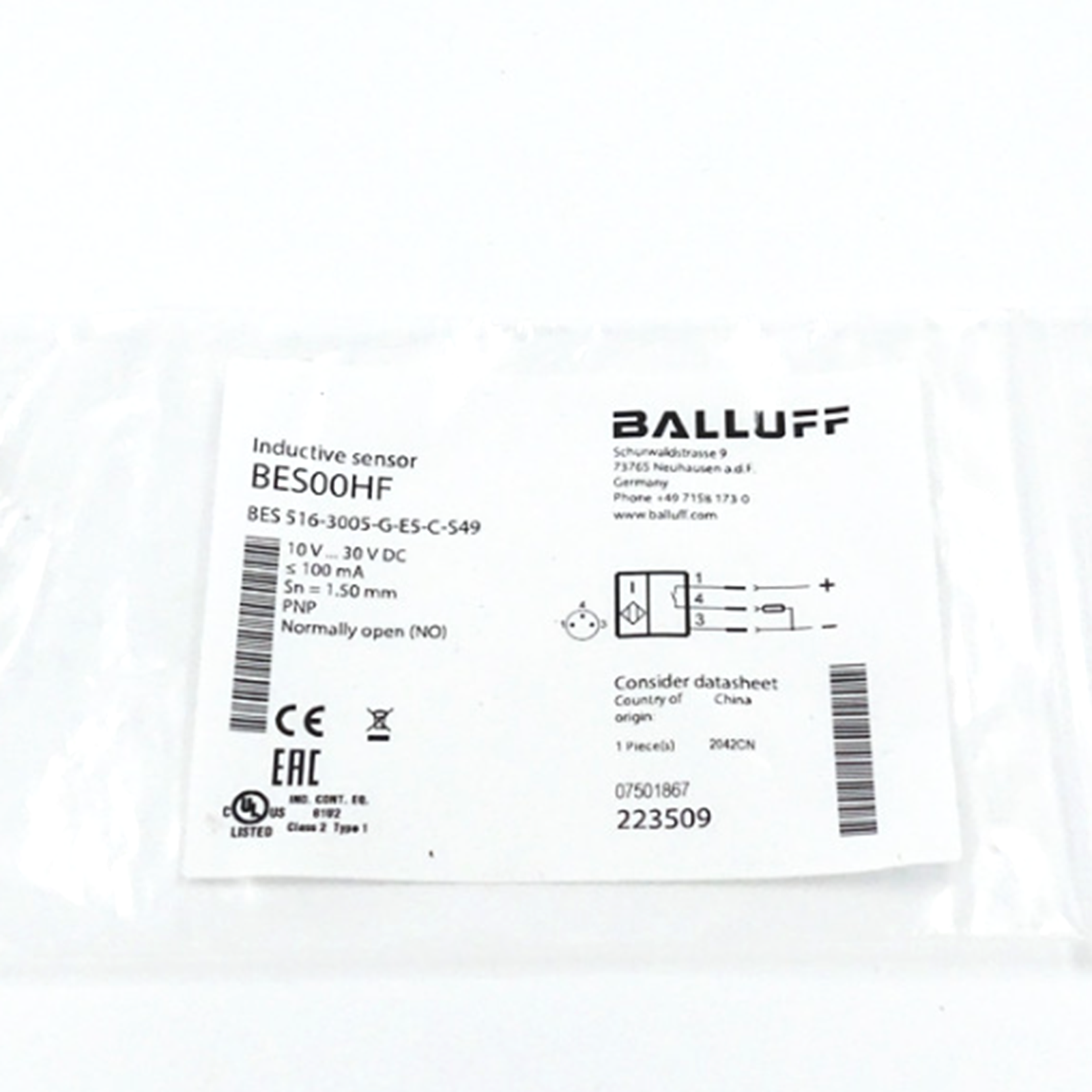 BALLUFF BES 516-3005-G-E5-C-S49 Inductive Sensor - Model: 516-3005-G-E5-C-S49 | Inductive Sensor | BALLUFF BES - BALLUFF BES