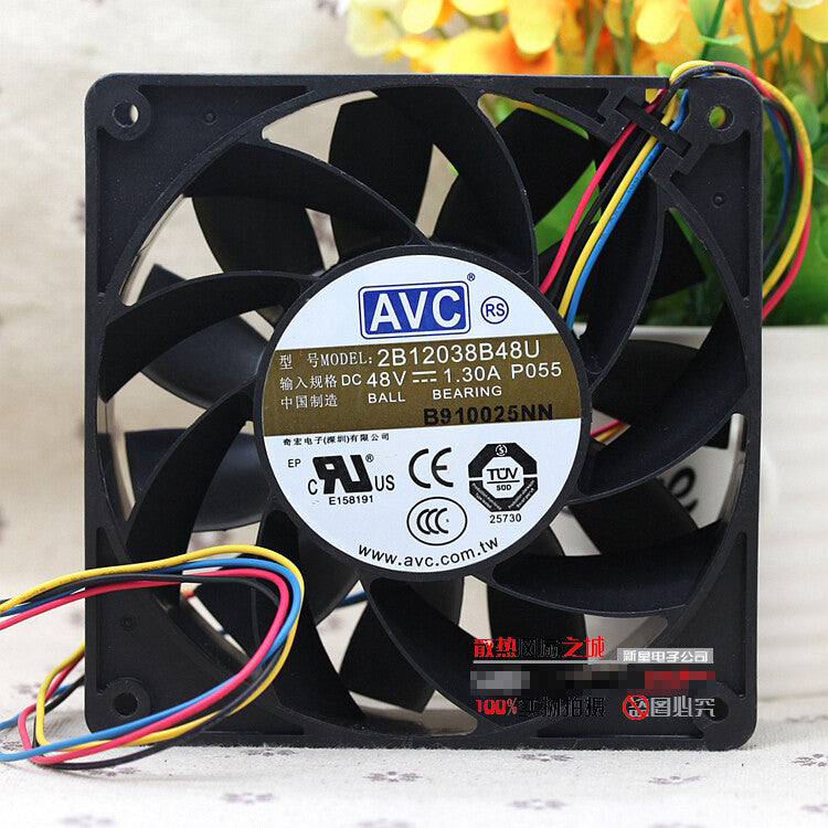 1pcs AVC 2B12038B48U P055 48V 1.3A 12cm 12038 four-wire PWM speed cooling fan
