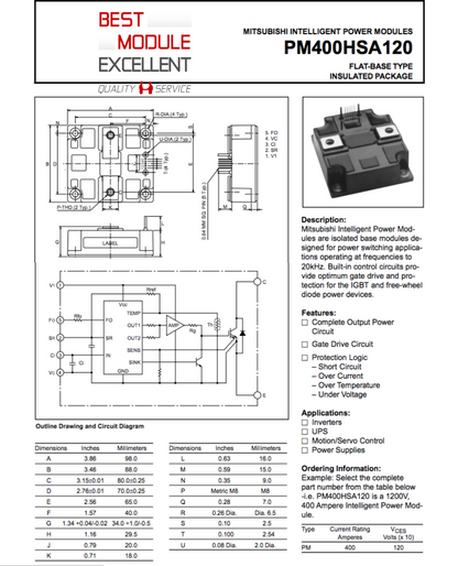 MITSUBISHI PM400HSA120 power supply module, high efficiency, quality assurance, MITSUBISHI PM400HSA120 - MITSUBISHI