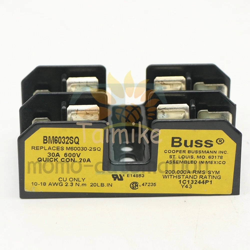 Cooper Bussman BM6032SQ Buss Fuse Block 30A 600V Fuse Holder 2 Pole 10*38mm #MO