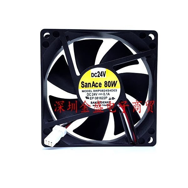 Sanyo 9WP0824S4D03 DC24V 0.1A 80*80*25MM 3-Pin Inverter Server Cooling Fan