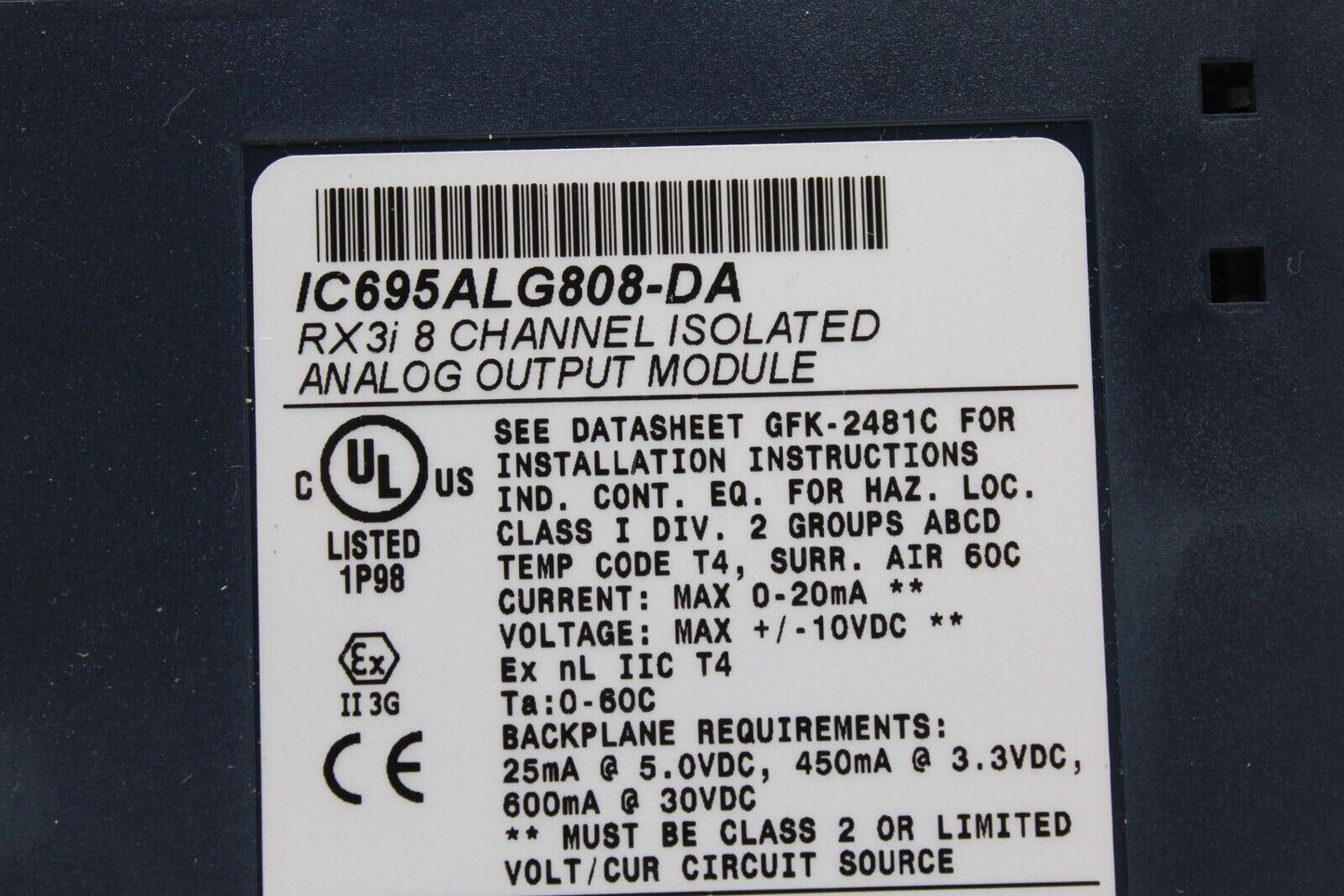 used GE Fanuc IC695ALG808 Isolated Analog Output Module IC695ALG808-DA - GE FANUC