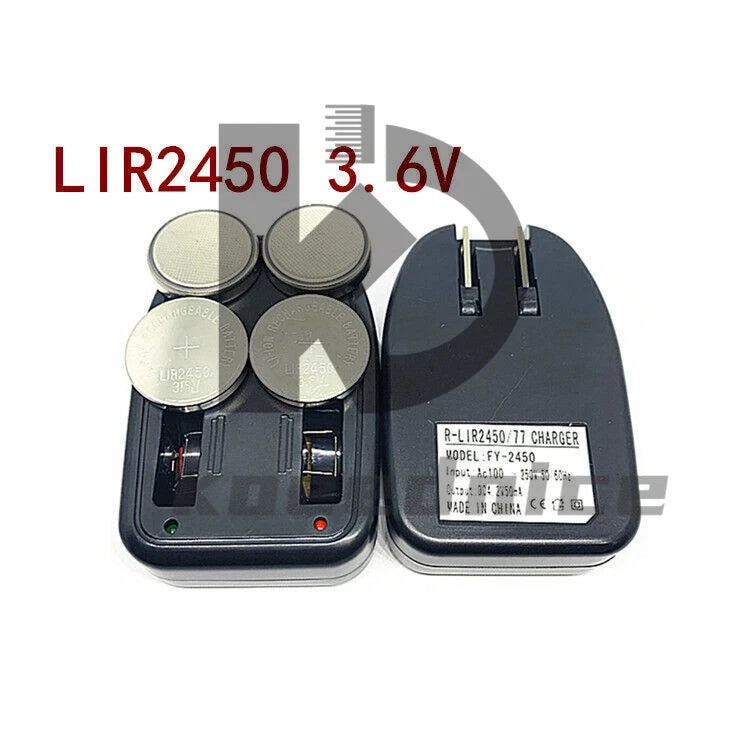 4pcs LIR2450/77 3.6V Button Battery Replace CR2450 2477 2430 + FY-2450 Charger