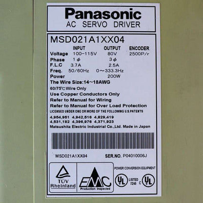 Panasonic MSD021A1XX04 Servo Drive - PANASONIC