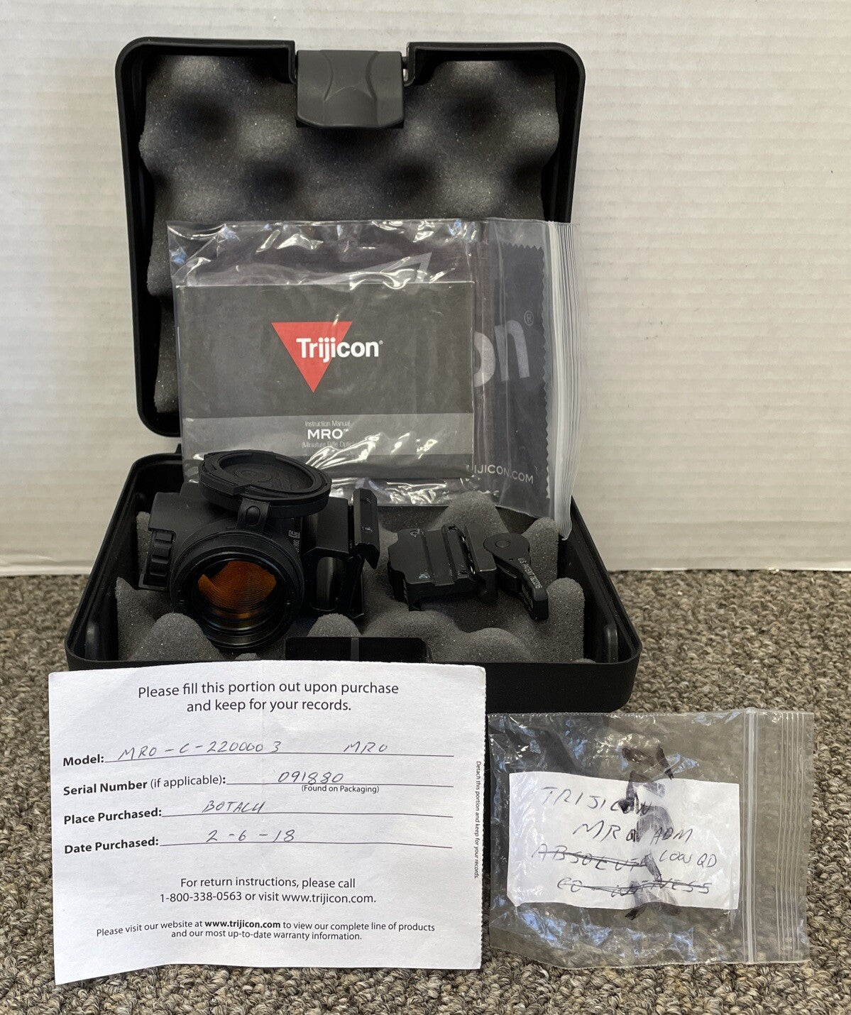 Trijicon 1x25mm Riflescope w/MRO 2.0 MOA Red Dot High Mount MRO-C-2200004