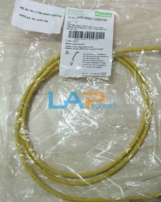 MURR Solenoid Valve Plug Cable 7000-40921-0350150, 1.5M - MURR