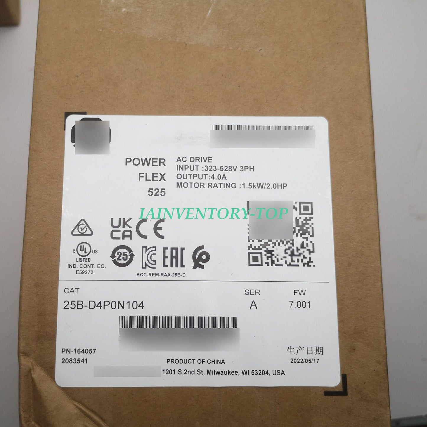 Allen-Bradley 25B-D4P0N104 525 AC Drive 480V 2.0HP - ALLEN-BRADLEY