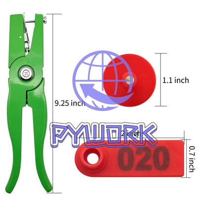 Sheep Ear Tag 001-100 Number Plastic Livestock Tags Goat With Punch Applicato...