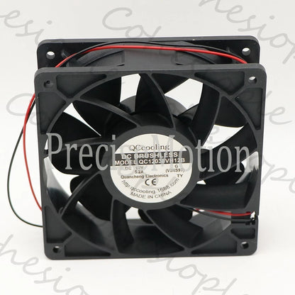 1 PCS QCcooling Fan QC12038VH12B DC12V 5.2A 12cm 2 wire Large air cooling fan