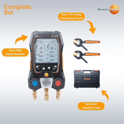 Testo 550s SMART KIT 2-Valve Digital Manifold/Wireless Temp Probe Fast delivery