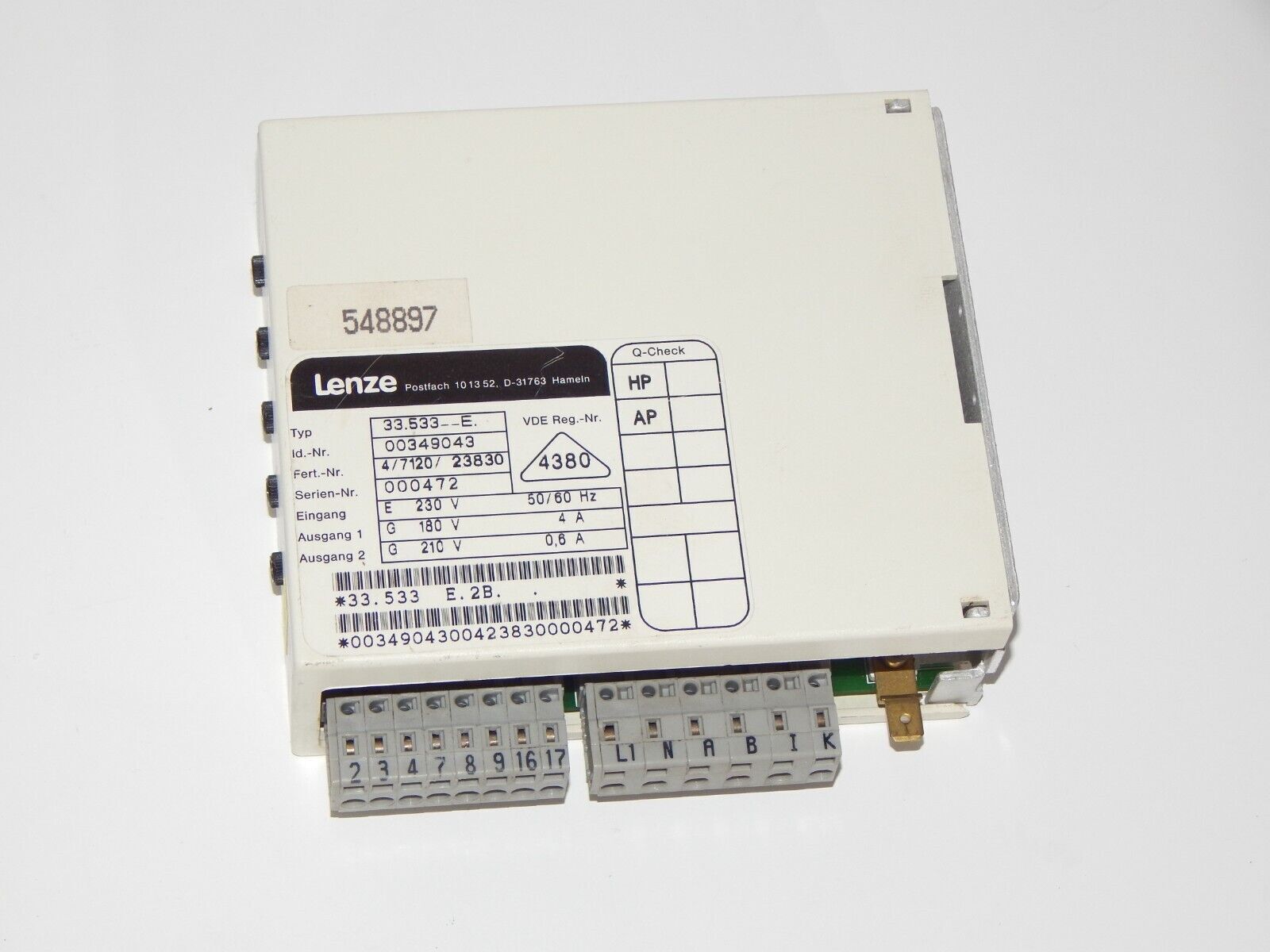 used LENZE 530 Speed Controller 33.533-E - LENZE