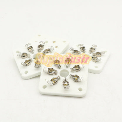 4-Piece 7-Pin Ceramic Vacuum Tube Socket Silver Plate Set for 6C33 832 829 FU29 826 - GMM