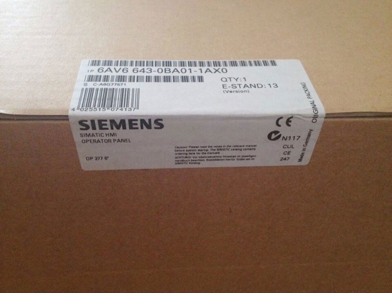 new Siemens 6AV6 643-0BA01-1AX0 HMI 6AV66430BA011AX0  ping