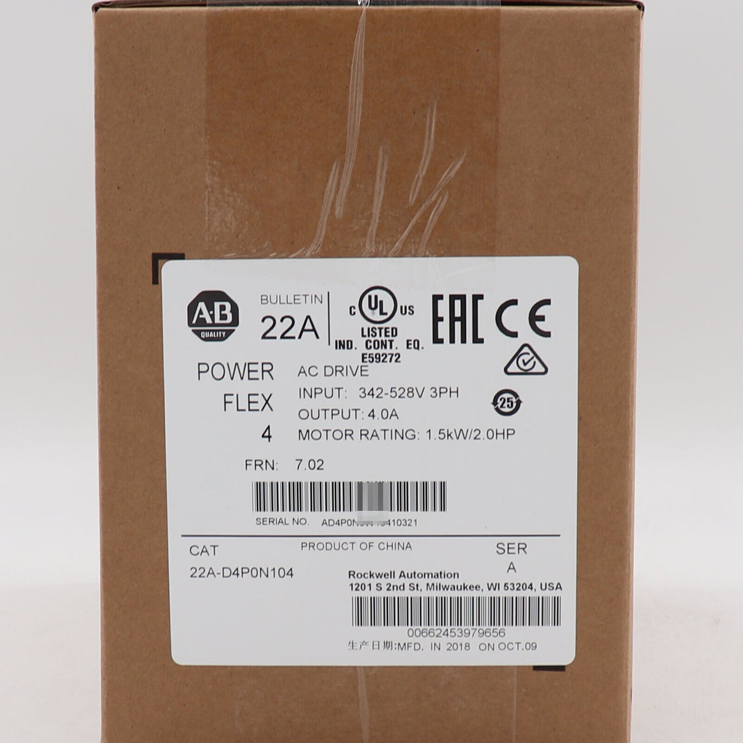 Allen-Bradley PowerFlex 4-1.5 kW (2 HP) AC Drive Factory Sealed - ALLEN-BRADLEY