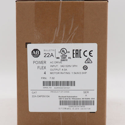Allen-Bradley PowerFlex 4-1.5 kW (2 HP) AC Drive Factory Sealed - ALLEN-BRADLEY