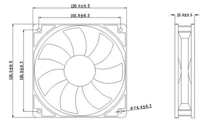 JHDFAN JA12038B2HL AC220V/240V 19/18W 12CM Cooling Fan