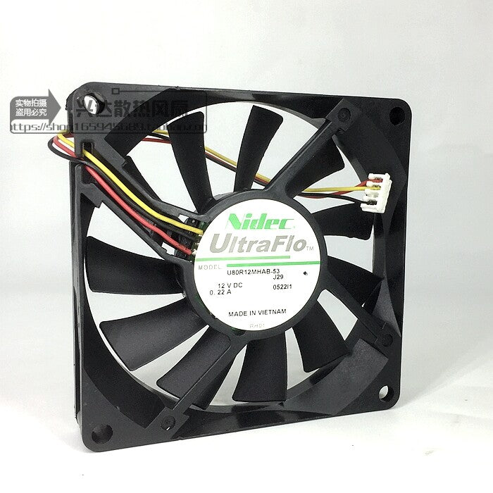 new Nidec UltraFlo U80R12MHAB-53 12V 0.22A 8cm ultra-thin server fan