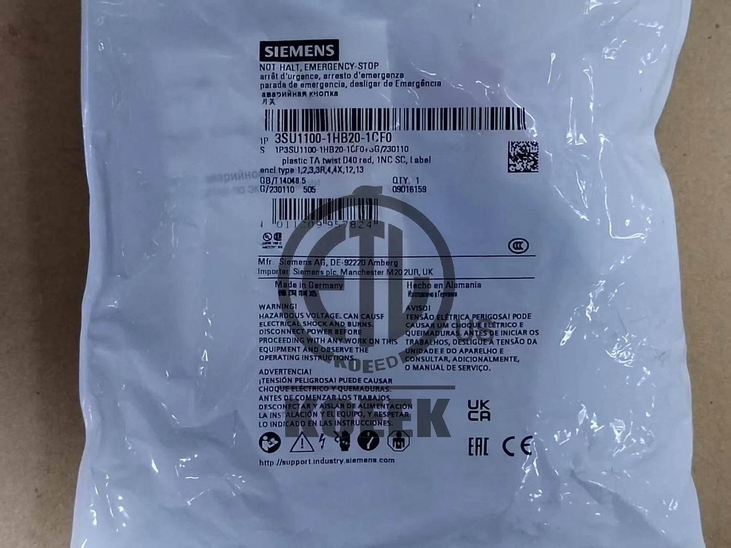 1PC FOR 3SU1100-1HB20-1CF0 Emergency stop switch