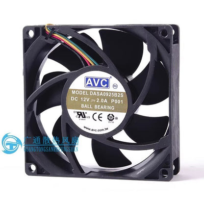 AVC DASA0925B2S 9025 DC12V 2.0A 9CM 4-Wire Temperature Control Fan