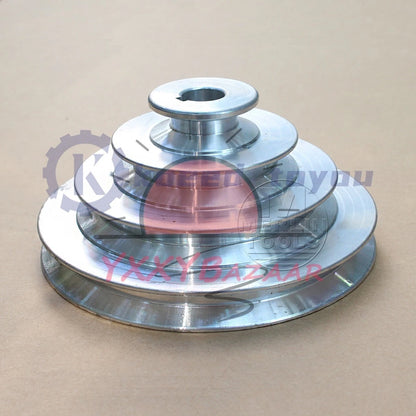 OD 130mm, 4 Step Pulley 16mm Bore for 1/2" = 12.7mm Belt width - Cast Aluminum~