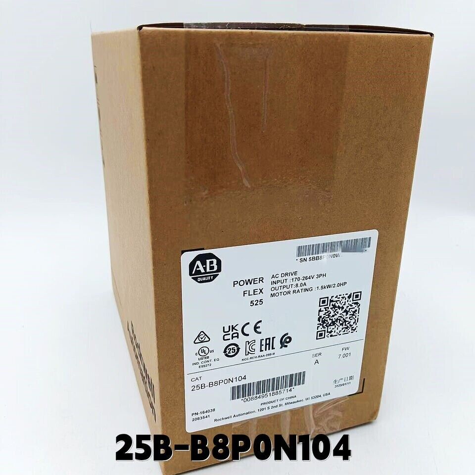 New Allen-Bradley 25B-B8P0N104 PowerFlex 525 Drive 1.5kW 2.0Hp AB 25B-B8P0N104 Allen-Bradley