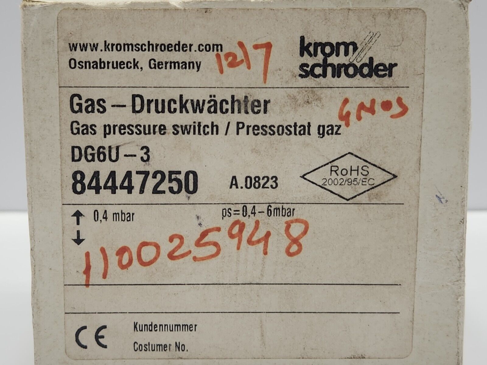 new KROMSCHRODER DG6U-3 PRESSURE SWITCH 84447250 - KROMSCHO DER