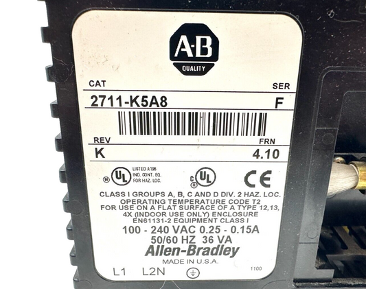 used Allen-Bradley 2711-K5A8 PanelView 550 Terminal *No Back Cover* - ALLEN-BRADLEY