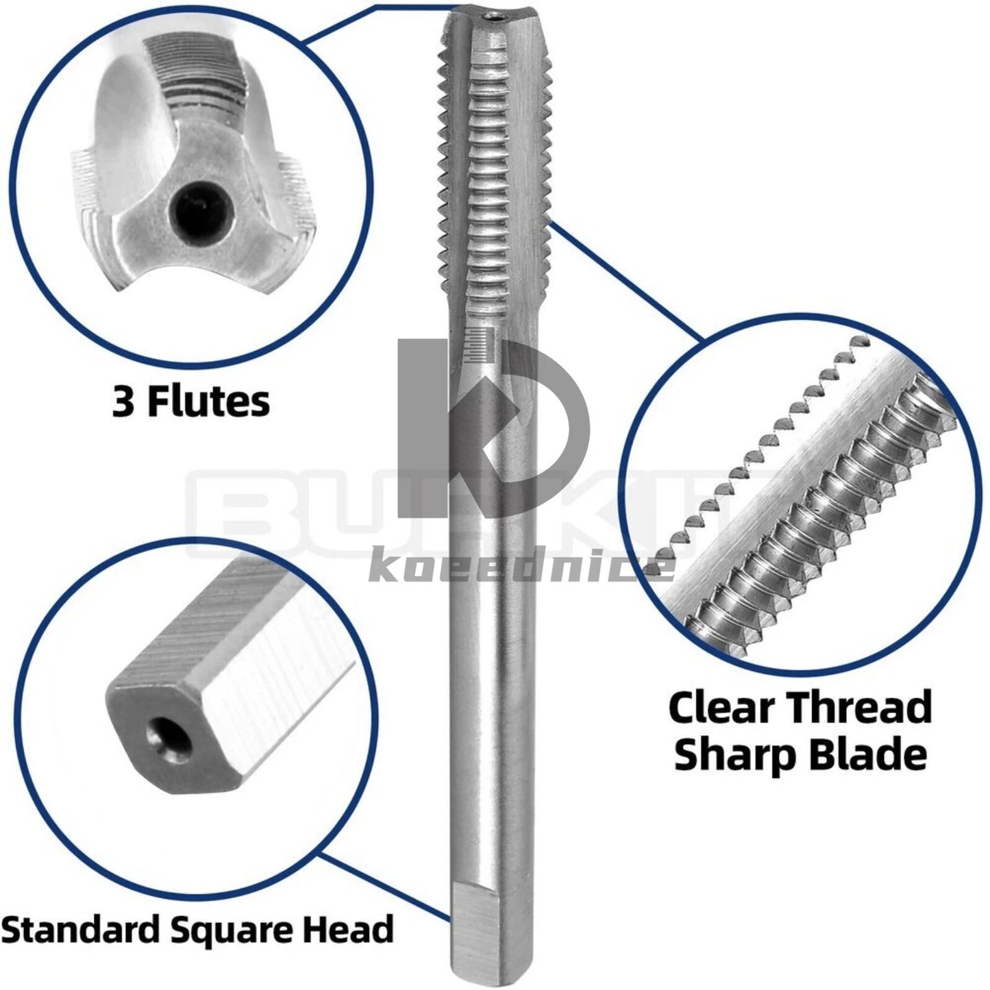 M7.5 X 1.25 Thread Tap Left Hand, HSS M7.5x1.25 Straight Fluted Machine Tap