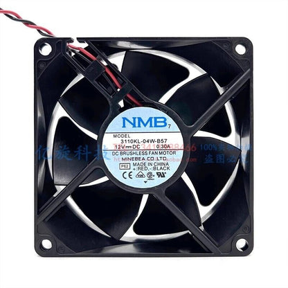 NMB 3110KL-04W-B57 Dual Ball-Bearing Case Cooling Fan DC12V 0.3A 8CM 2-Wire - NMB