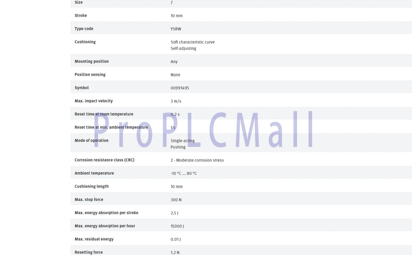 FESTO YSRW-7-10 191193 Pneumatic Shock Absorber ~1PCS