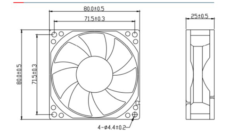 DOSSY DS8025ASHL 220V 11W 50HZ axial flow fan