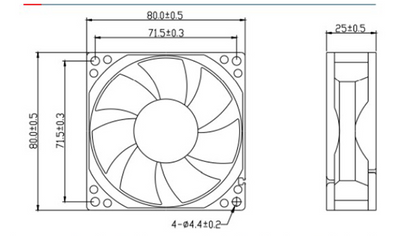 DOSSY DS8025ASHL 220V 11W 50HZ axial flow fan
