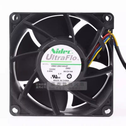 NIDEC V80E12BS1A5-07 8038 DC12V 0.80A 8CM 4-Wire Silent Cooling Fan