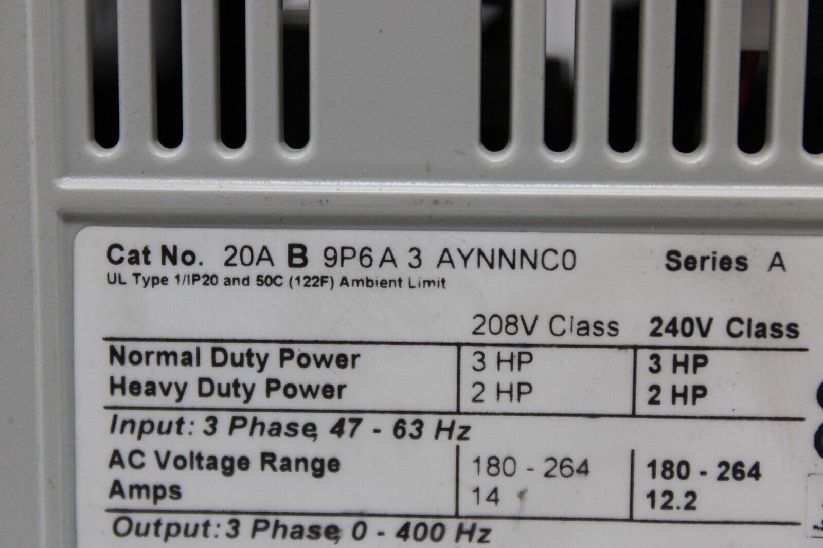 used Allen Bradley 20AB9P6A3AYNNNC0 PowerFlex 70 - ALLEN BRADLEY