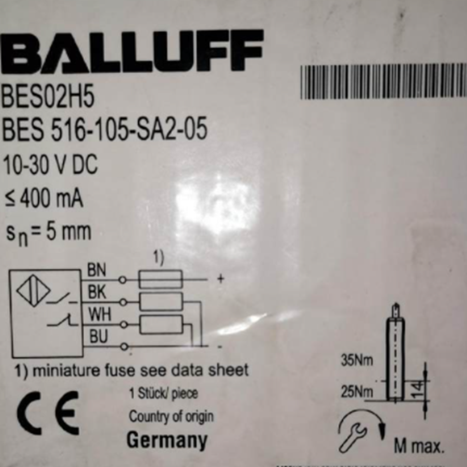 BALLUFF BES 516-105-SA2-05 BES02H5 Proximity Switch