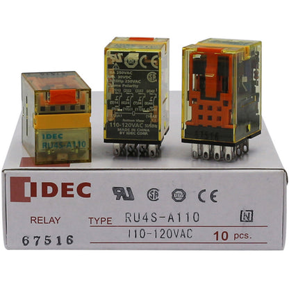 10 Piece IDEC Intermediate Relay RU4S-A110 AC110-120V Spot Stock - IDEK